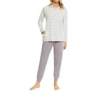 NEW Max & Mia Women's XS Waffle Knit Lounge Set Striped Hoodie & Plum Joggers